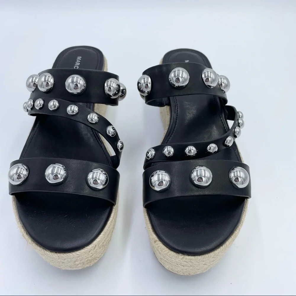 Marc Fisher Jalyn Platform Espadrilles Sandals Black Sz 9